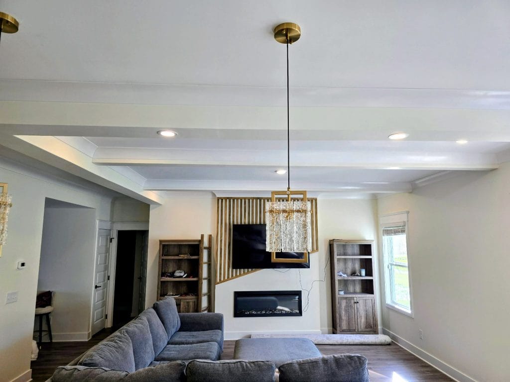 Coffered ceiling and cove moulding