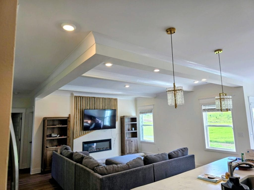 Coffered ceiling and cove moulding